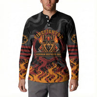 Firefighter German Shepherd Dad Button Sweatshirt Vintage Fire Flames Sunset City Skyline - Always By My Side