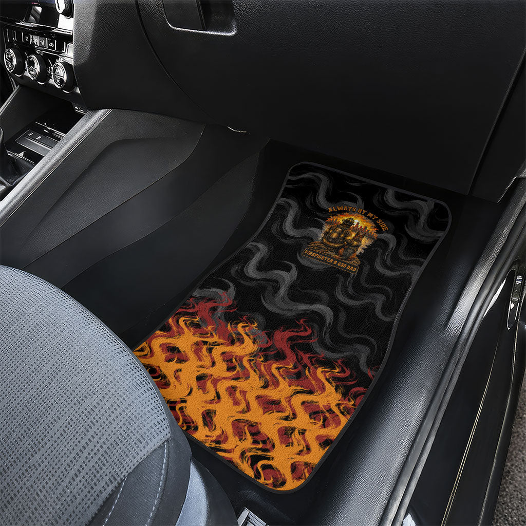 Firefighter German Shepherd Dad Car Mats Vintage Fire Flames Sunset City Skyline - Always By My Side