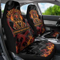 Firefighter German Shepherd Dad Car Seat Cover Vintage Fire Flames Sunset City Skyline - Always By My Side