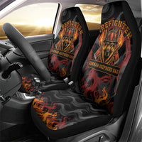 Firefighter German Shepherd Dad Car Seat Cover Vintage Fire Flames Sunset City Skyline - Always By My Side