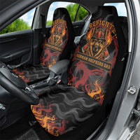 Firefighter German Shepherd Dad Car Seat Cover Vintage Fire Flames Sunset City Skyline - Always By My Side