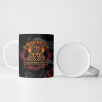 Firefighter German Shepherd Dad Ceramic Mug Vintage Fire Flames Sunset City Skyline - Always By My Side
