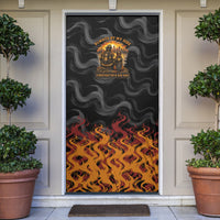 Firefighter German Shepherd Dad Door Cover Vintage Fire Flames Sunset City Skyline - Always By My Side