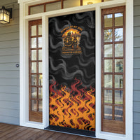 Firefighter German Shepherd Dad Door Cover Vintage Fire Flames Sunset City Skyline - Always By My Side
