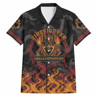 Firefighter German Shepherd Dad Hawaiian Shirt Vintage Fire Flames Sunset City Skyline - Always By My Side