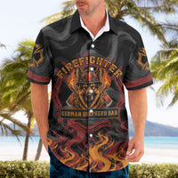 Firefighter German Shepherd Dad Hawaiian Shirt Vintage Fire Flames Sunset City Skyline - Always By My Side