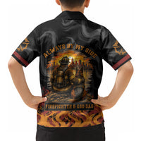 Firefighter German Shepherd Dad Hawaiian Shirt Vintage Fire Flames Sunset City Skyline - Always By My Side