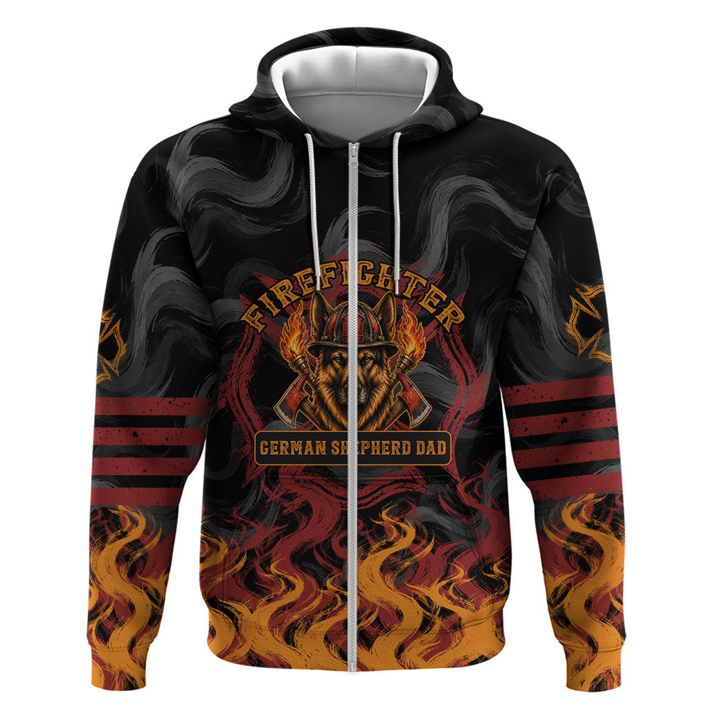 Firefighter German Shepherd Dad Hoodie Vintage Fire Flames Sunset City Skyline - Always By My Side