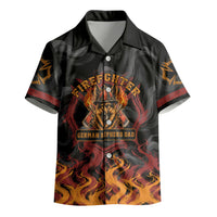 Firefighter German Shepherd Dad Kid Hawaiian Shirt Vintage Fire Flames Sunset City Skyline - Always By My Side