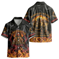 Firefighter German Shepherd Dad Kid Hawaiian Shirt Vintage Fire Flames Sunset City Skyline - Always By My Side