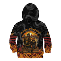 Firefighter German Shepherd Dad Kid Hoodie Vintage Fire Flames Sunset City Skyline - Always By My Side