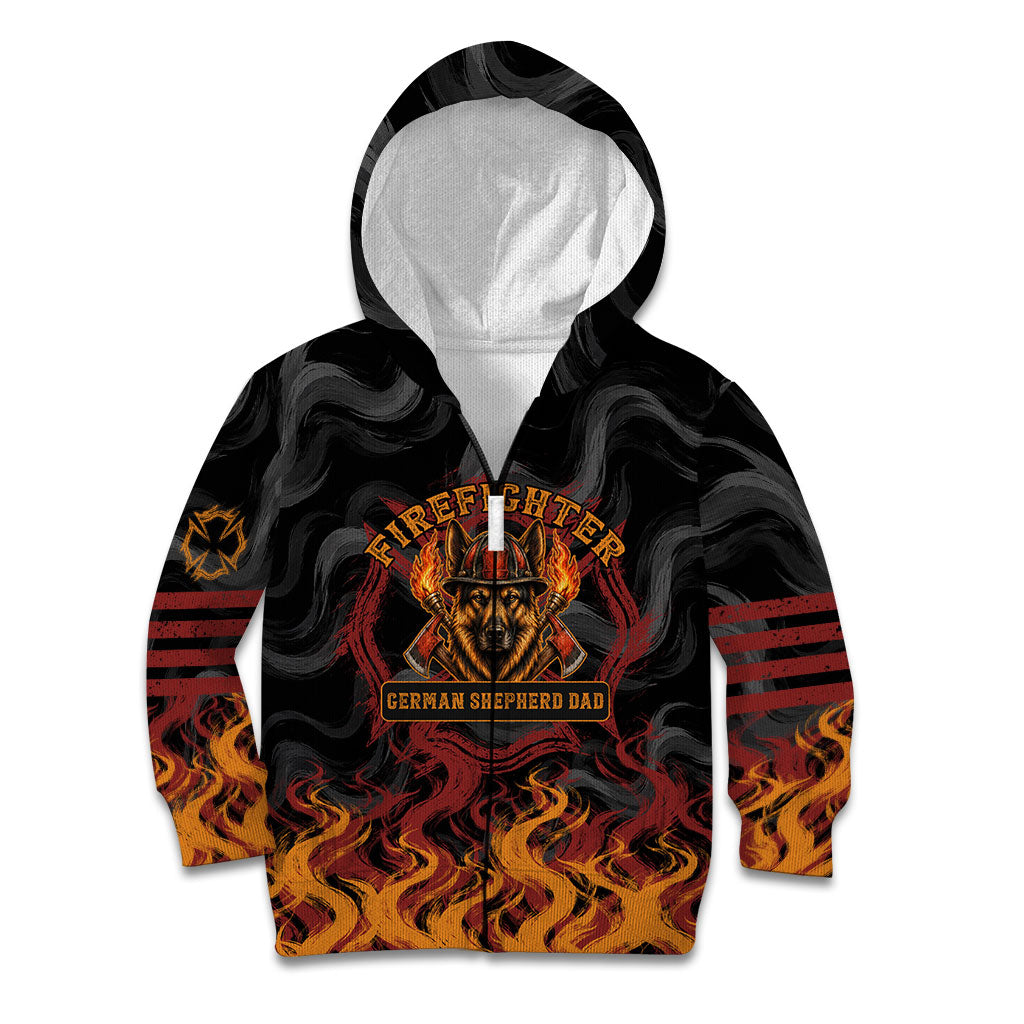 Firefighter German Shepherd Dad Kid Hoodie Vintage Fire Flames Sunset City Skyline - Always By My Side