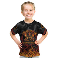 Firefighter German Shepherd Dad Kid T Shirt Vintage Fire Flames Sunset City Skyline - Always By My Side