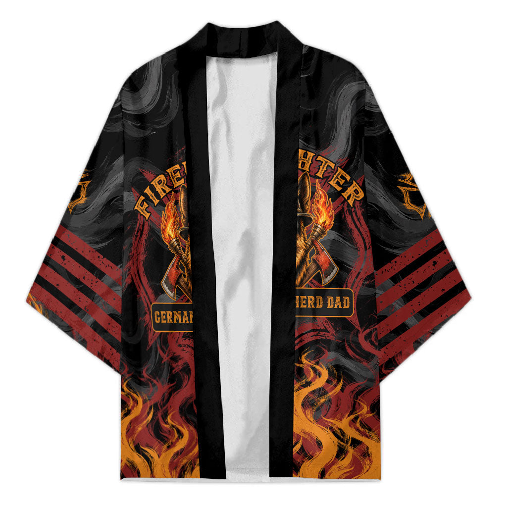 Firefighter German Shepherd Dad Kimono Vintage Fire Flames Sunset City Skyline - Always By My Side