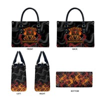 Firefighter German Shepherd Dad Leather Bag Vintage Fire Flames Sunset City Skyline - Always By My Side