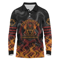 Firefighter German Shepherd Dad Long Sleeve Polo Shirt Vintage Fire Flames Sunset City Skyline - Always By My Side