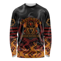 Firefighter German Shepherd Dad Long Sleeve Shirt Vintage Fire Flames Sunset City Skyline - Always By My Side