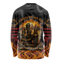 Firefighter German Shepherd Dad Long Sleeve Shirt Vintage Fire Flames Sunset City Skyline - Always By My Side