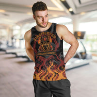 Firefighter German Shepherd Dad Men Tank Top Vintage Fire Flames Sunset City Skyline - Always By My Side