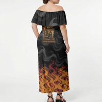 Firefighter German Shepherd Dad Off Shoulder Maxi Dress Vintage Fire Flames Sunset City Skyline - Always By My Side