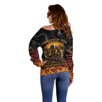 Firefighter German Shepherd Dad Off Shoulder Sweater Vintage Fire Flames Sunset City Skyline - Always By My Side