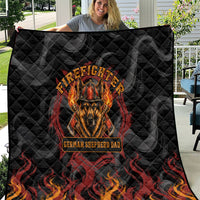 Firefighter German Shepherd Dad Quilt Vintage Fire Flames Sunset City Skyline - Always By My Side