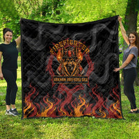 Firefighter German Shepherd Dad Quilt Vintage Fire Flames Sunset City Skyline - Always By My Side