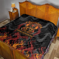 Firefighter German Shepherd Dad Quilt Vintage Fire Flames Sunset City Skyline - Always By My Side