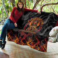 Firefighter German Shepherd Dad Quilt Vintage Fire Flames Sunset City Skyline - Always By My Side