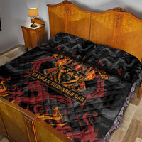 Firefighter German Shepherd Dad Quilt Bed Set Vintage Fire Flames Sunset City Skyline - Always By My Side