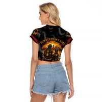 Firefighter German Shepherd Dad Raglan Cropped T Shirt Vintage Fire Flames Sunset City Skyline - Always By My Side