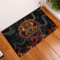 Firefighter German Shepherd Dad Rubber Doormat Vintage Fire Flames Sunset City Skyline - Always By My Side