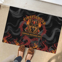 Firefighter German Shepherd Dad Rubber Doormat Vintage Fire Flames Sunset City Skyline - Always By My Side