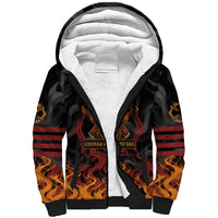 Firefighter German Shepherd Dad Sherpa Hoodie Vintage Fire Flames Sunset City Skyline - Always By My Side