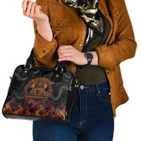 Firefighter German Shepherd Dad Shoulder Handbag Vintage Fire Flames Sunset City Skyline - Always By My Side