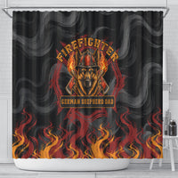 Firefighter German Shepherd Dad Shower Curtain Vintage Fire Flames Sunset City Skyline - Always By My Side