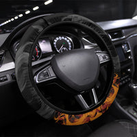 Firefighter German Shepherd Dad Steering Wheel Cover Vintage Fire Flames Sunset City Skyline - Always By My Side
