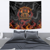 Firefighter German Shepherd Dad Tapestry Vintage Fire Flames Sunset City Skyline - Always By My Side