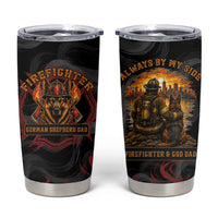 Firefighter German Shepherd Dad Tumbler Cup Vintage Fire Flames Sunset City Skyline - Always By My Side
