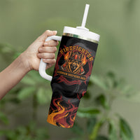 Firefighter German Shepherd Dad Tumbler With Handle Vintage Fire Flames Sunset City Skyline - Always By My Side