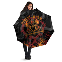 Firefighter German Shepherd Dad Umbrella Vintage Fire Flames Sunset City Skyline - Always By My Side