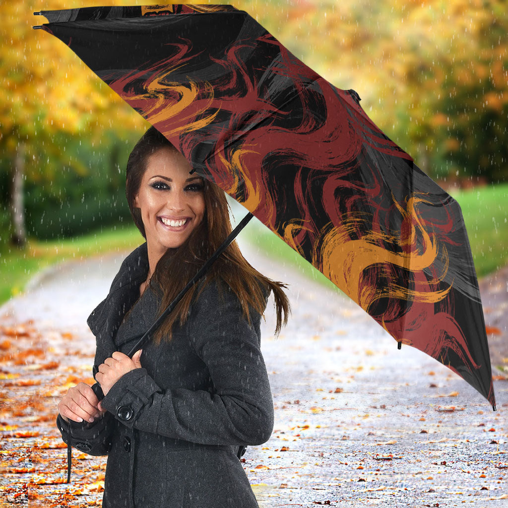 Firefighter German Shepherd Dad Umbrella Vintage Fire Flames Sunset City Skyline - Always By My Side