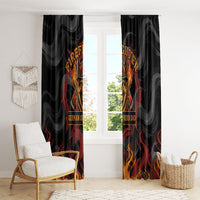 Firefighter German Shepherd Dad Window Curtain Vintage Fire Flames Sunset City Skyline - Always By My Side