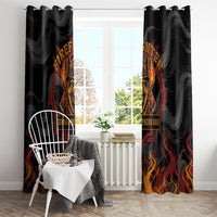 Firefighter German Shepherd Dad Window Curtain Vintage Fire Flames Sunset City Skyline - Always By My Side