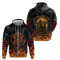 Firefighter German Shepherd Dad Zip Hoodie Vintage Fire Flames Sunset City Skyline - Always By My Side