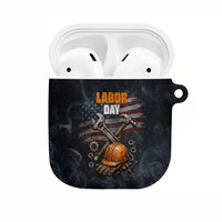 Labor Day AirPods Case Strong Hands Build Nations Patriotic Grunge Tools