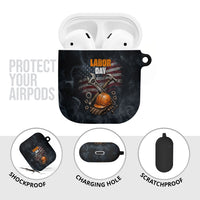 Labor Day AirPods Case Strong Hands Build Nations Patriotic Grunge Tools