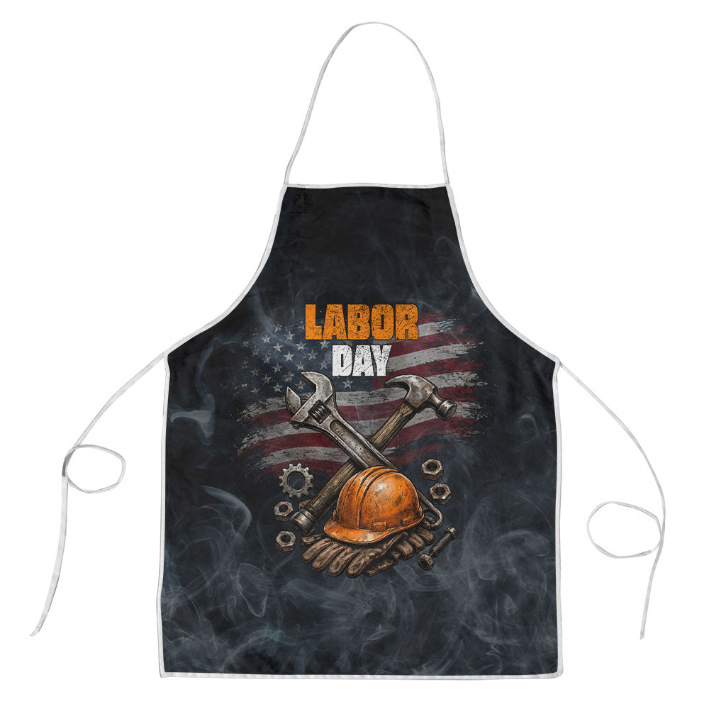Labor Day Apron Strong Hands Build Nations Patriotic Grunge Tools