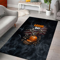Labor Day Area Rug Strong Hands Build Nations Patriotic Grunge Tools