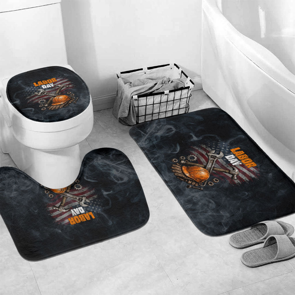 Labor Day Bathroom Set Strong Hands Build Nations Patriotic Grunge Tools